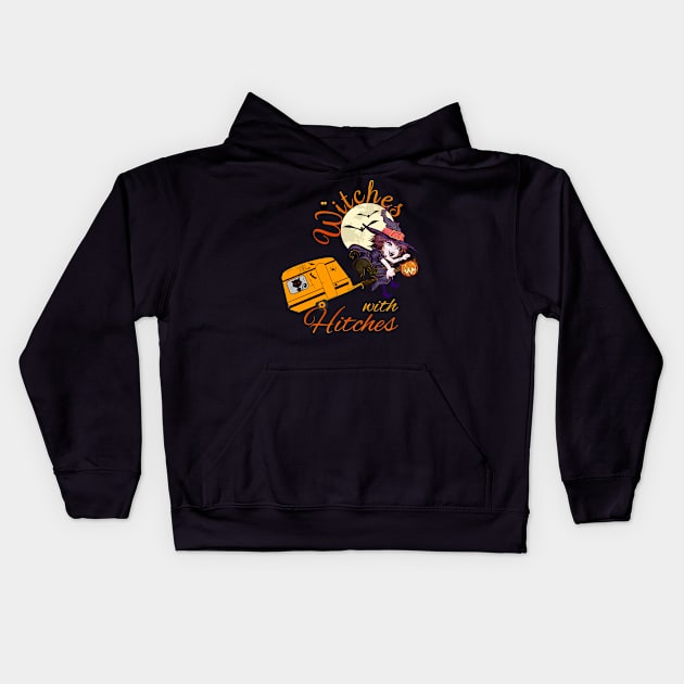 Halloween Witches with Hitches Kids Hoodie by norules